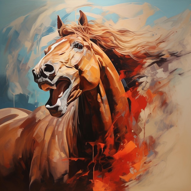 Photo horse panting nature head