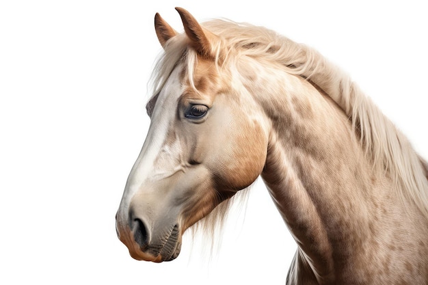 Horse photo realistic illustration Generative AI Horse head brown hair noble