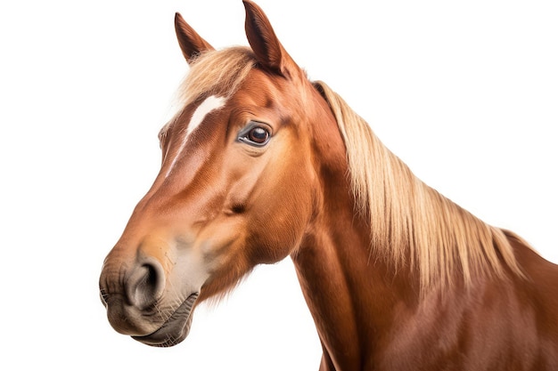 Horse photo realistic illustration Generative AI Horse head brown hair noble