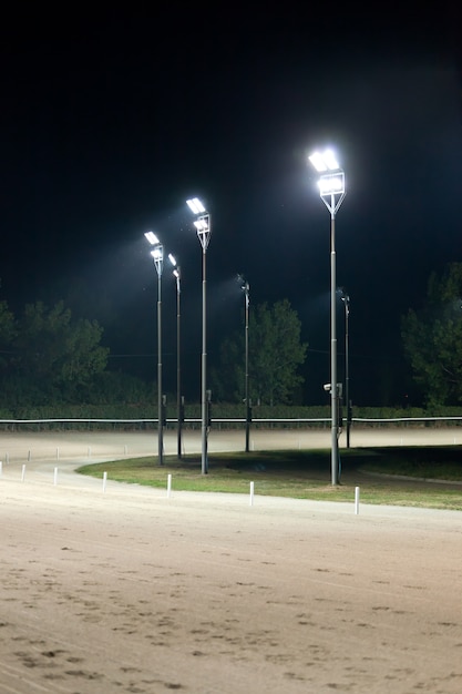 Horse race track at night