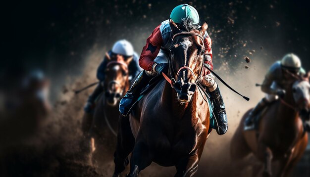 Horse racing editorial dynamic photography in the racetrack