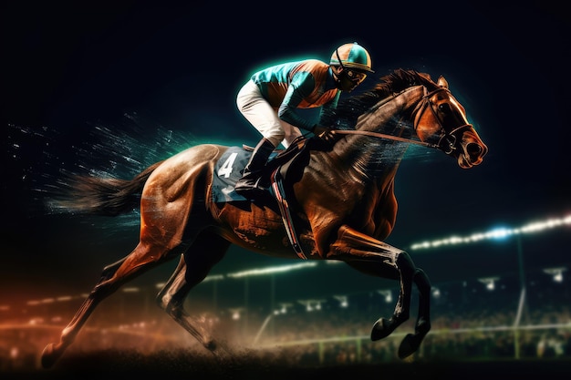 Horse racing at night AI generated