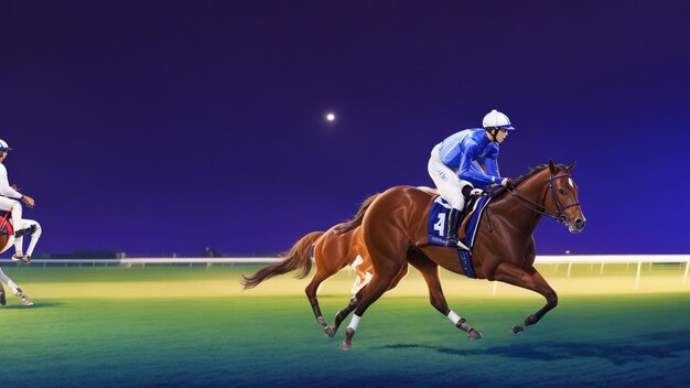 Horse racing at night