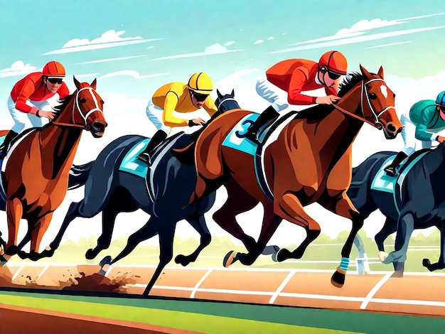 Premium AI Image | Horse racing tournament flat style colorful vector ...