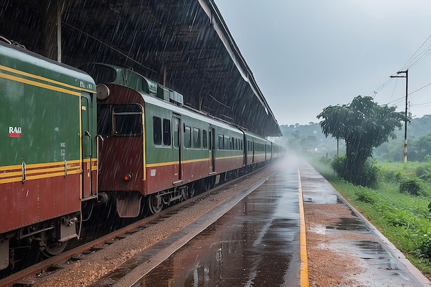 Horse raining beside the raining railway running train