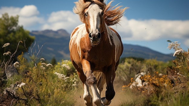 A horse ran over the field