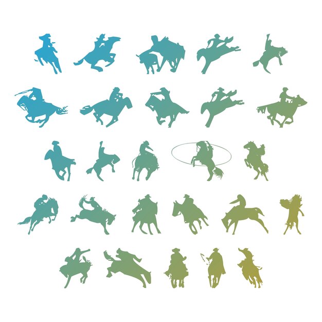 horse riding items gradient effect photo jpg vector set