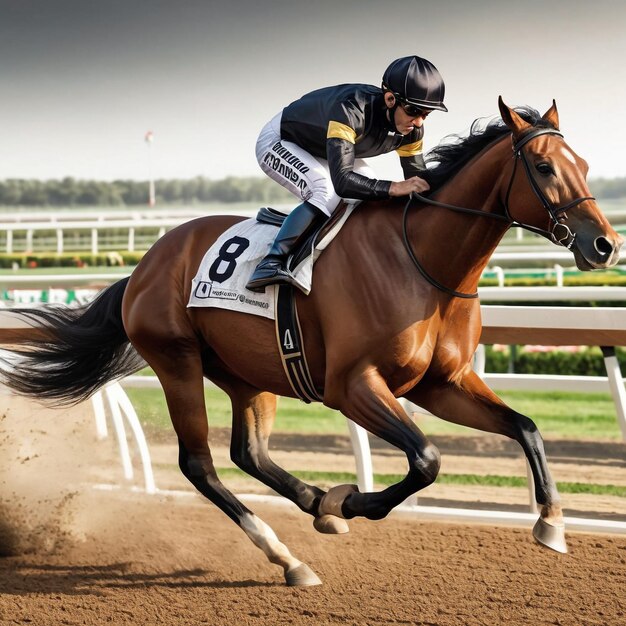 Photo horse running on background track desert nature wildlife and snow