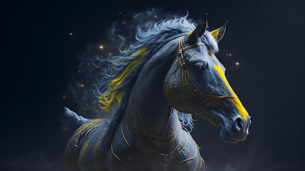 Лошадь бежит по ночному небу
