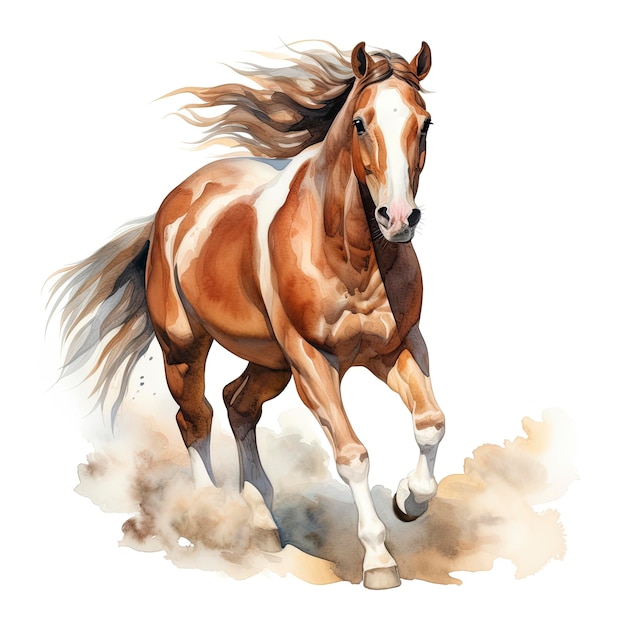 Horse running in watercolor design