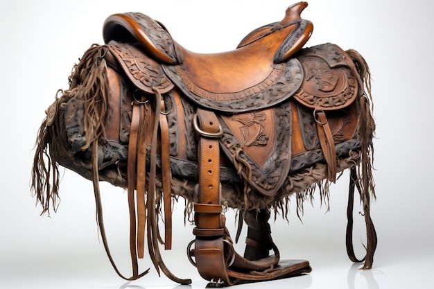 Horse Saddle on a White Background AI