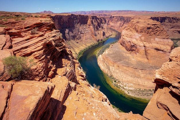 Horse Shoe Bend on Colorado River. Travel and adventure concept.