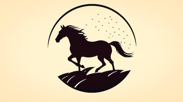 Photo horse silhouette for logo flat design generative ai