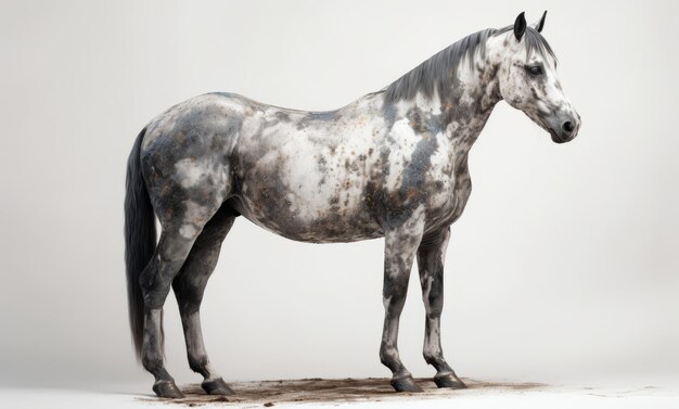 A horse statue with a white background and the word horse on it.