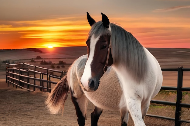 Horse and sunset