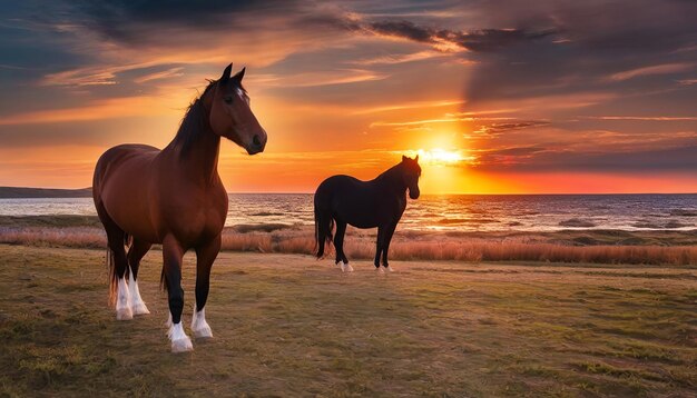 Horse and sunset