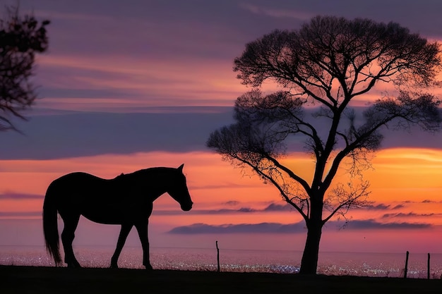 Horse and sunset