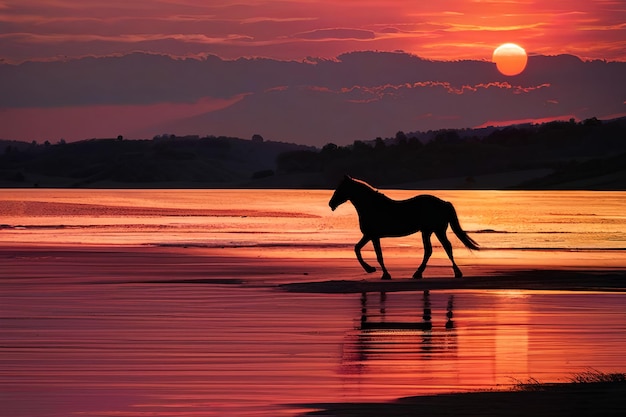 Horse and sunset