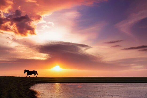 Horse and sunset