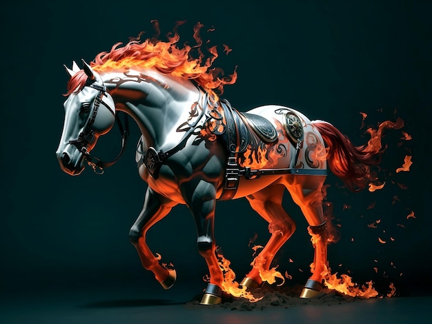 Horse that is on fire on a background ai generated