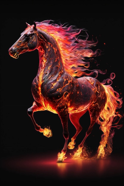 Horse that is running in the fire generative ai