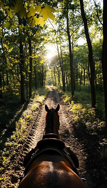 Foto un cavallo che cammina lungo una strada di terra