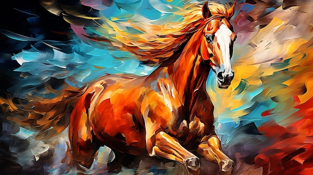 horse watercolors background HD 8K wallpaper Stock Photographic Image