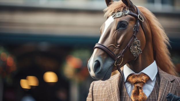 A horse wearing a suit and tie ai