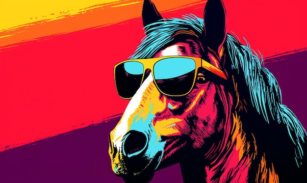 A horse wearing sunglasses