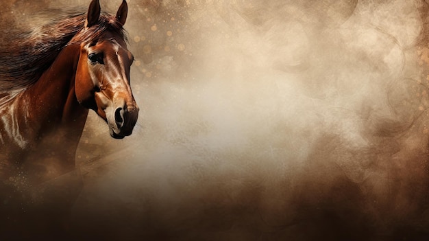 Horse Web banner with copy space Generative AI