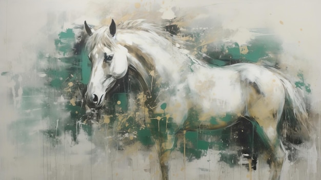 Horse on white background drawing watercolor painting Abstract animal art Graphic illustration