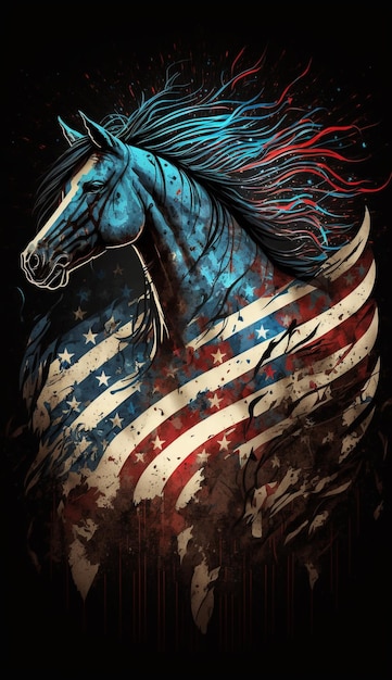 A horse with the american flag on it