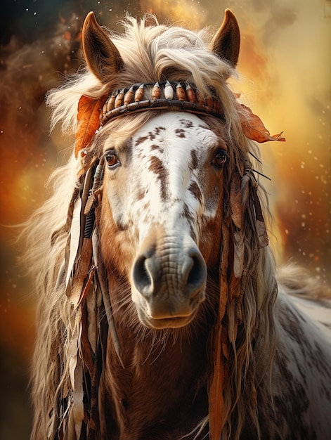 a horse with a bridle on its head