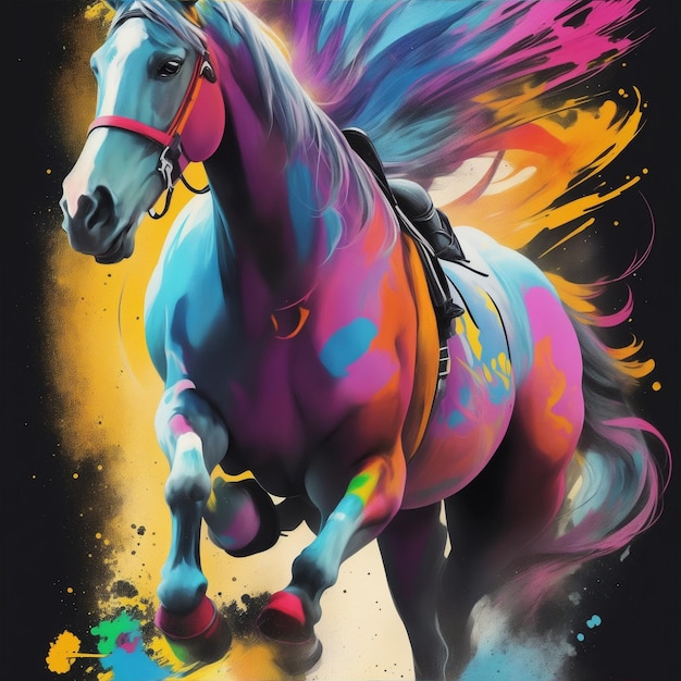 horse with colorful graffiti