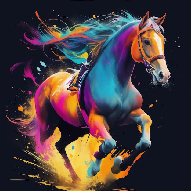 Premium AI Image | horse with colorful graffiti