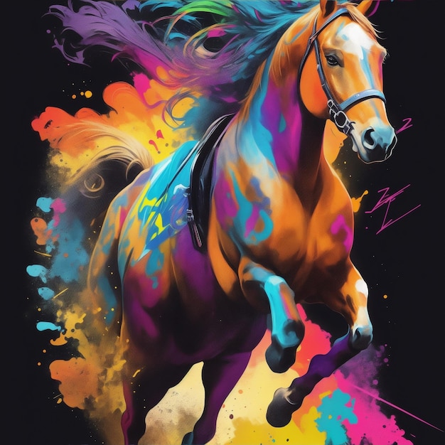 Premium AI Image | horse with colorful graffiti