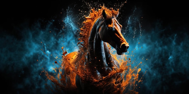 A horse with a fire on his face