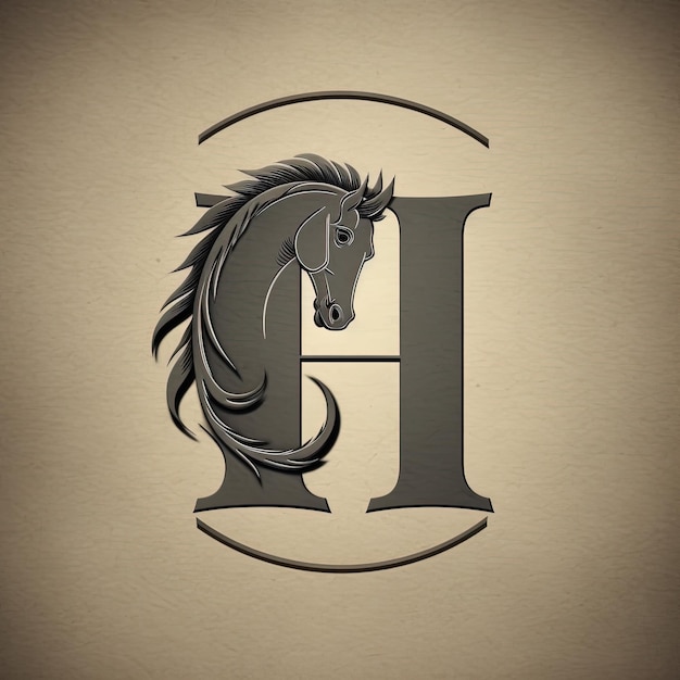 Photo a horse with a horse head and the letter l on it