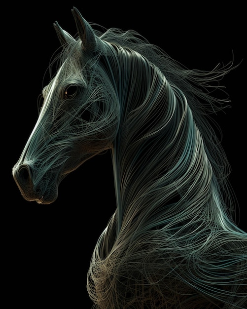 A horse with a long mane on it