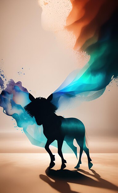 Photo a horse with a rainbow colored background