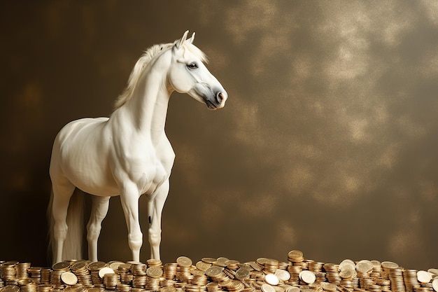 Horse with several gold coins