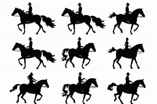 Photo horseback riding on white background