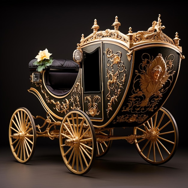 Photo horsedrawn carriage in art nouveau style with floral motifs