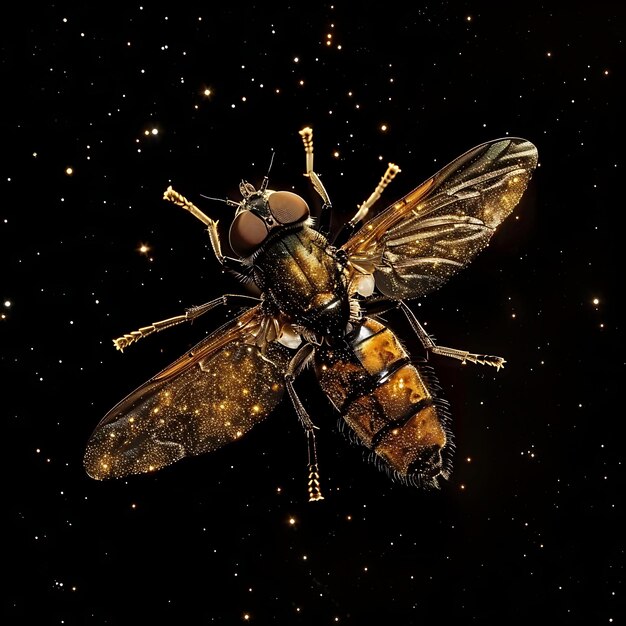 Photo horsefly with large body formed in syrup material opaque wit background art y2k glowing concept