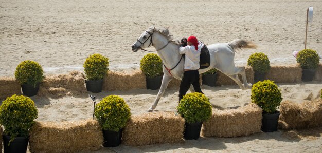 Horseman ethnic clothes examples riding horse