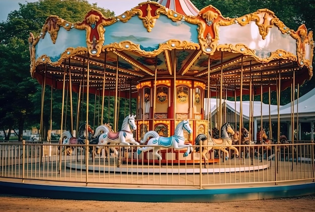 Horses on a carnival Merry Go Round