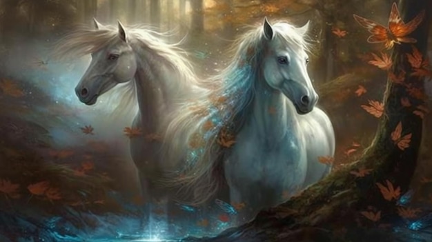 Horses in the forest wallpapers and images