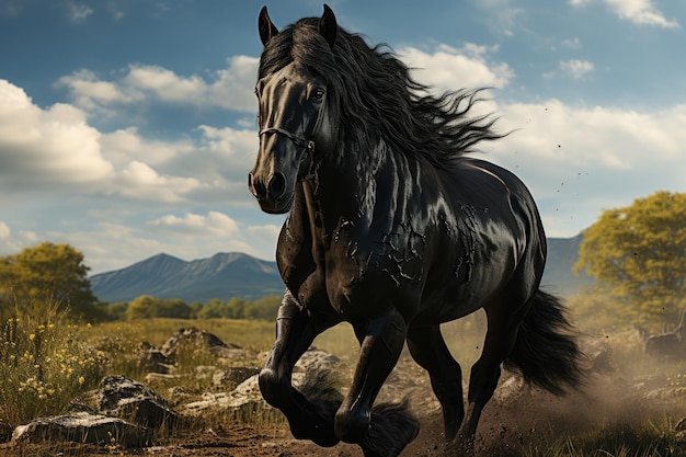 Horses live a life of freedom in wide grassy fieldsGenerated with AI