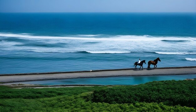 Photo horses in naural view