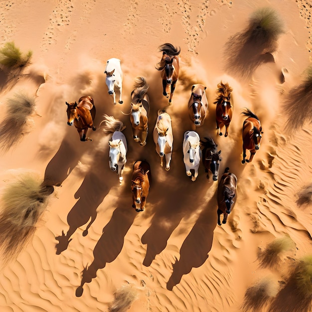 Фото Лошади бегут в пустыне